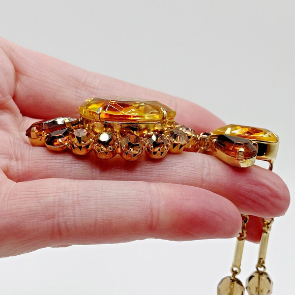 Vintage Givre Bi Color Glass Rhinestone Necklace Earrings Set High Quality Demi - Picture 8 of 16